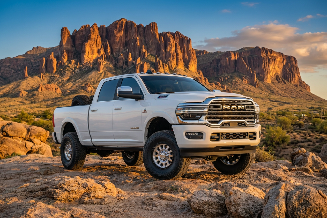 Finished custom truck photographed outdoors