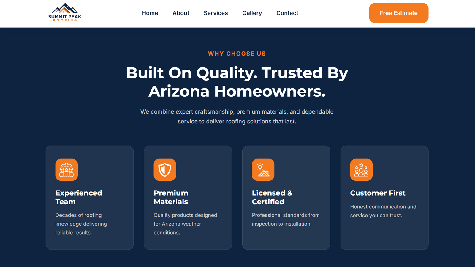 Summit Peak Roofing Why Choose Us Section